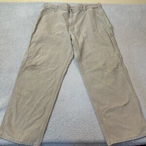 Carhartt Pants Mens 42x30 Tan Washed Duck Workwear Dungaree Fit Khaki‎ Pants
